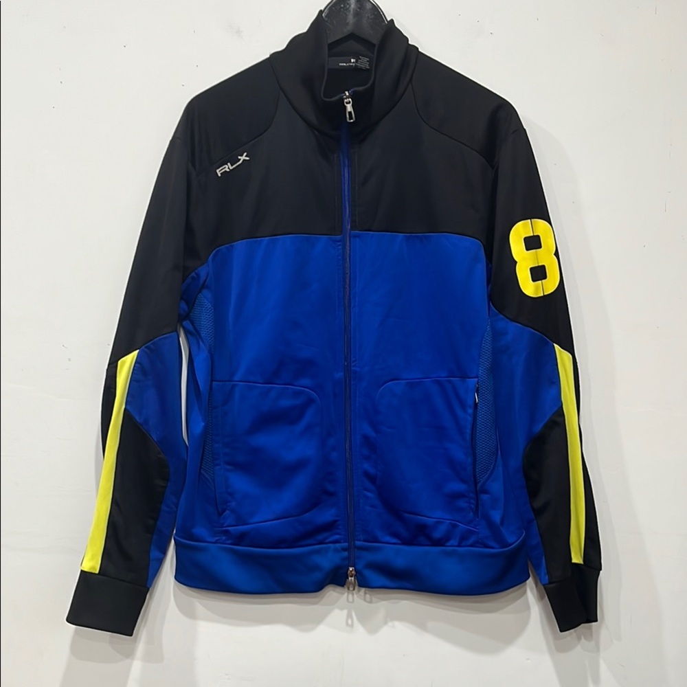 RLX Ralph Lauren Full Zip Jacket Black Blue Yellow size Large